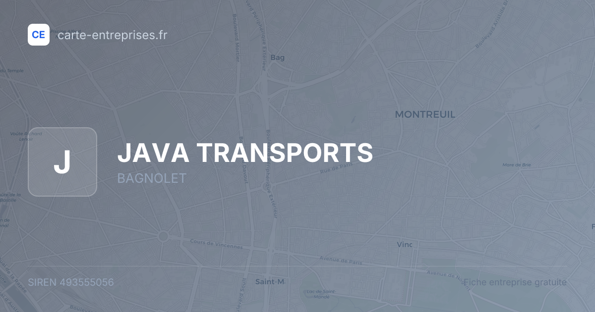 JAVA TRANSPORTS — 493555056 — fiche entreprise