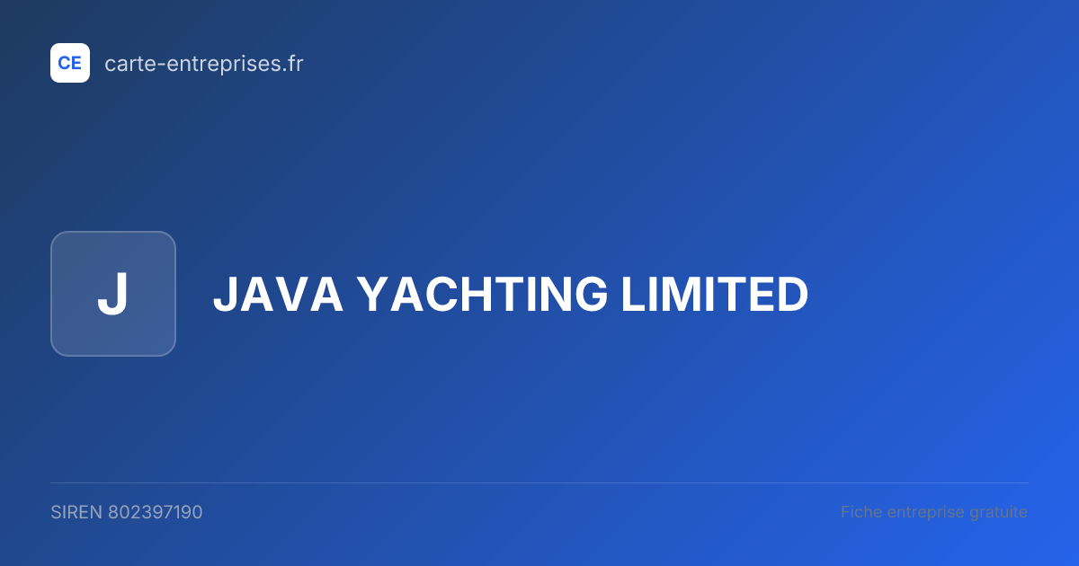 JAVA YACHTING LIMITED — 802397190 — fiche entreprise