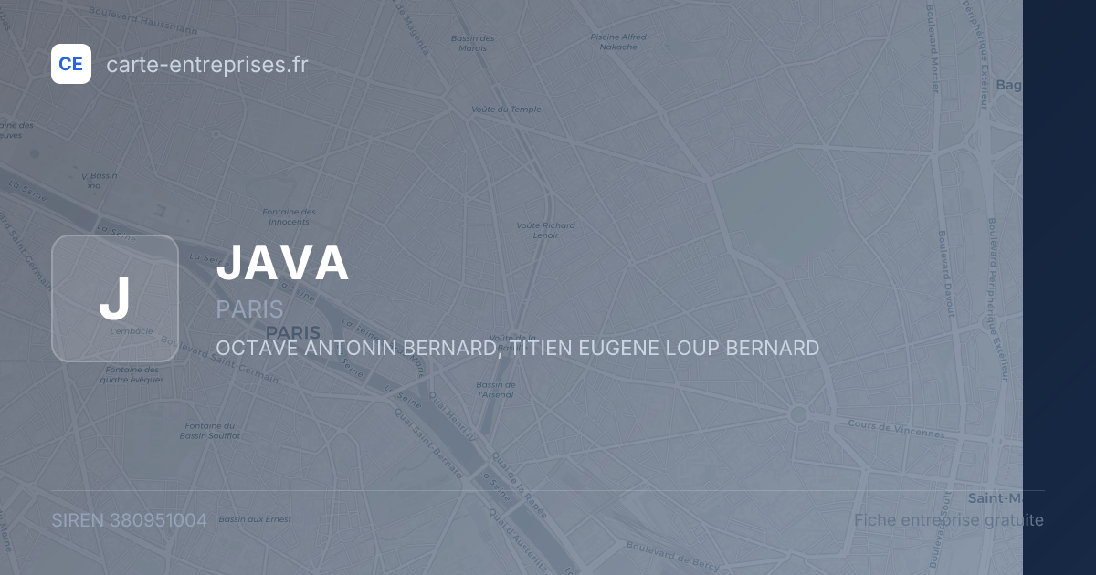 JAVA — 380951004 — fiche entreprise