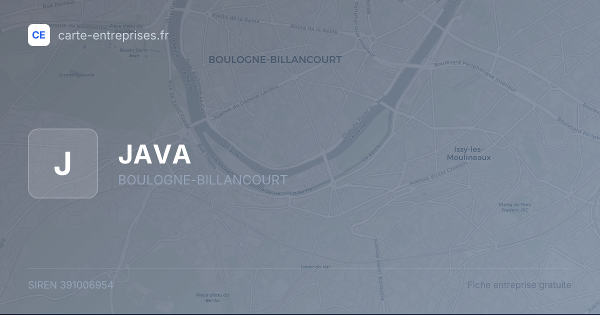 JAVA — 391006954 — fiche entreprise