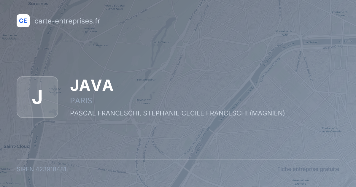JAVA — 423918481 — fiche entreprise