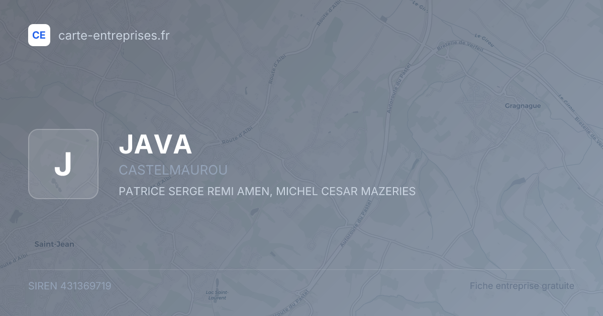 JAVA — 431369719 — fiche entreprise