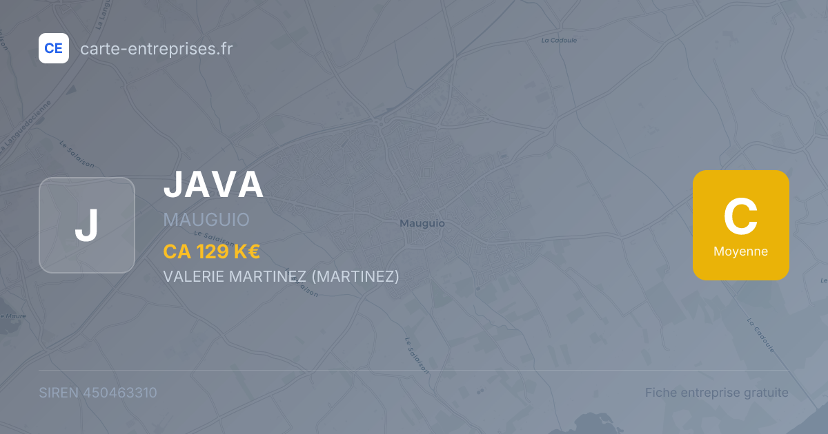 JAVA — 450463310 — fiche entreprise