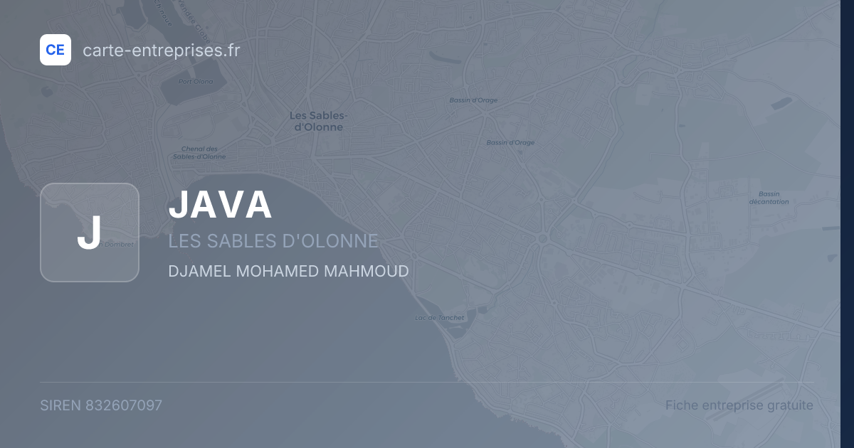 JAVA — 832607097 — fiche entreprise