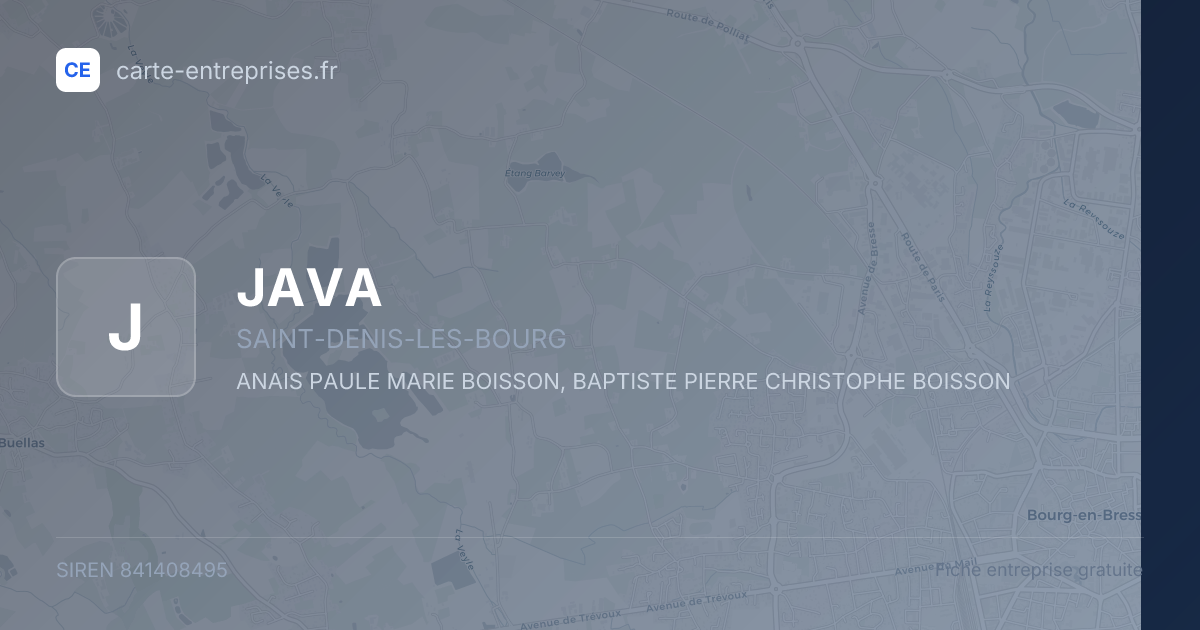 JAVA — 841408495 — fiche entreprise