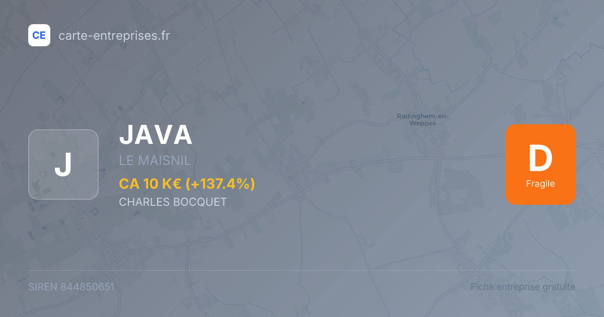 JAVA — 844850651 — fiche entreprise