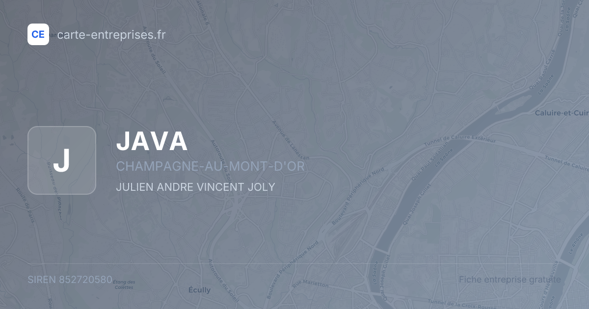 JAVA — 852720580 — fiche entreprise