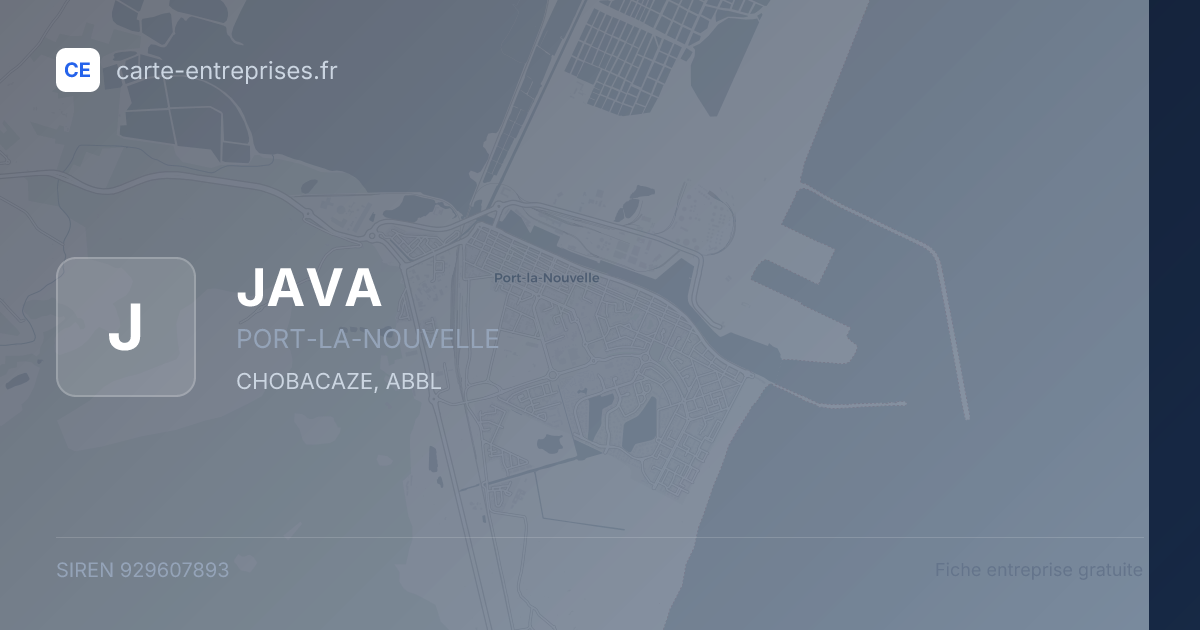 JAVA — 929607893 — fiche entreprise