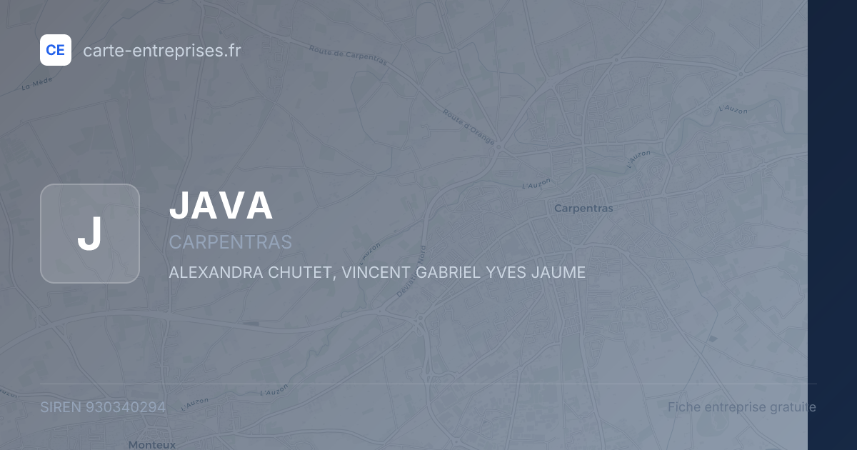 JAVA — 930340294 — fiche entreprise