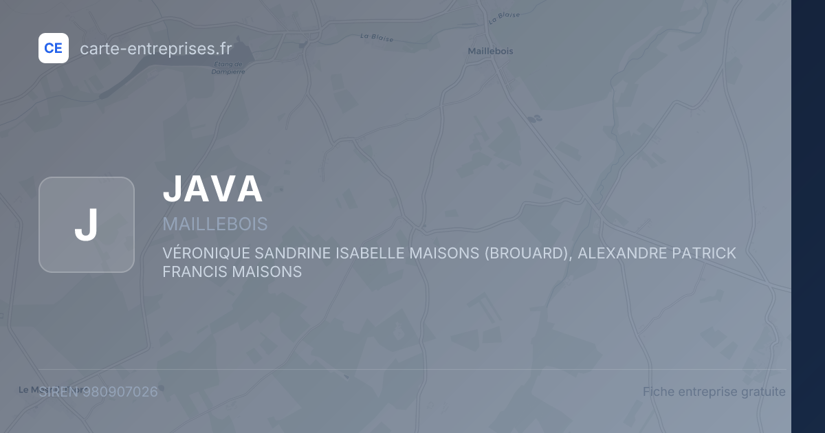 JAVA — 980907026 — fiche entreprise