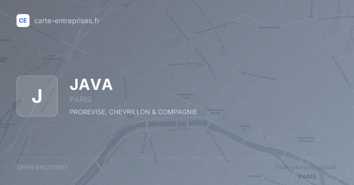 JAVA — 988200887 — fiche entreprise