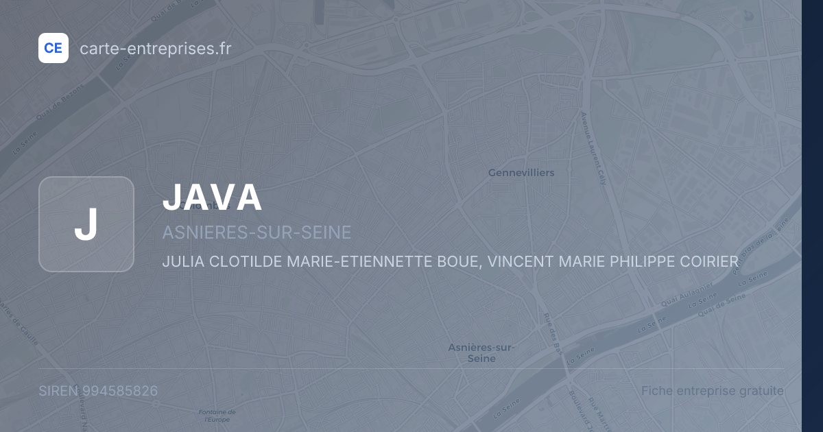 JAVA — 994585826 — fiche entreprise