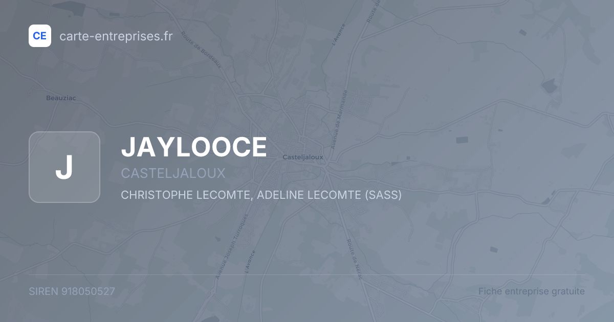 JAYLOOCE — 918050527 — fiche entreprise