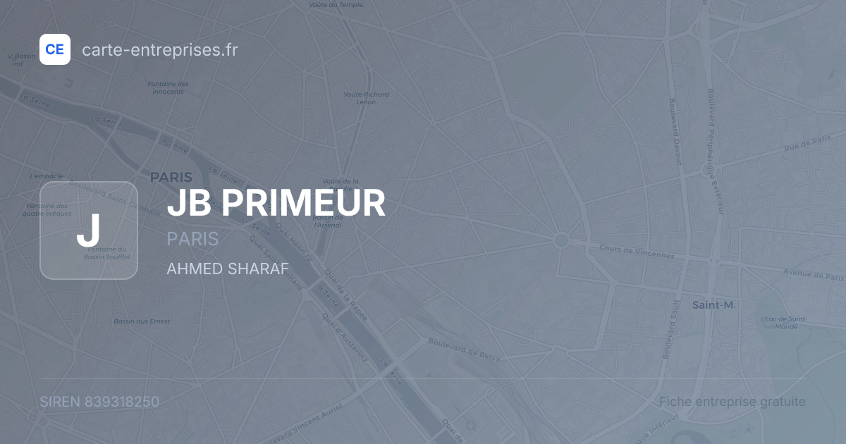 JB PRIMEUR — 839318250 — fiche entreprise