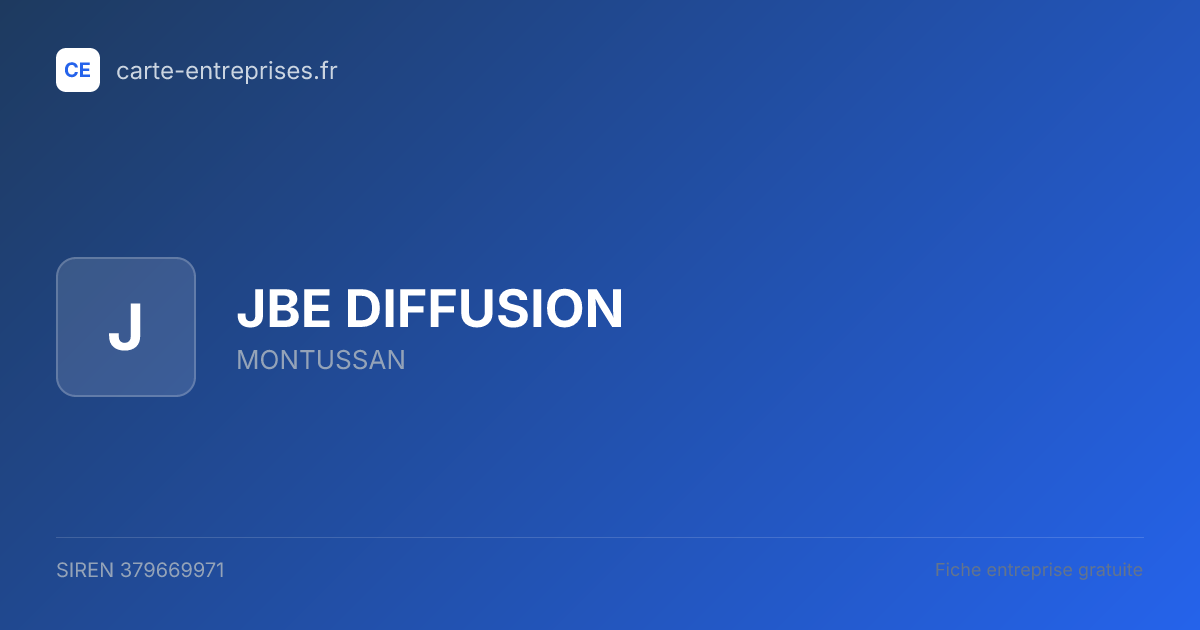 JBE DIFFUSION — 379669971 — fiche entreprise