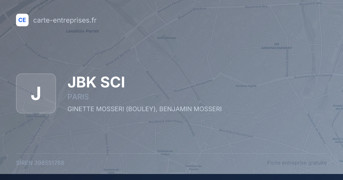 JBK SCI — 398551788 — fiche entreprise