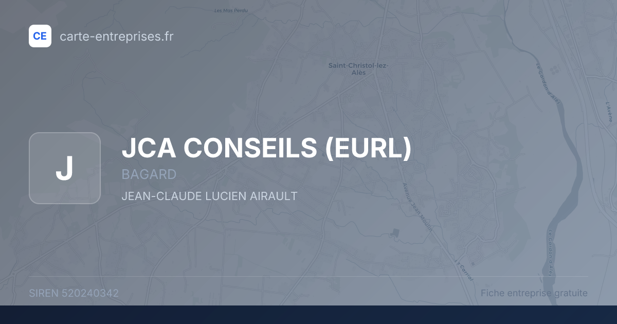 JCA CONSEILS (EURL) — 520240342 — fiche entreprise