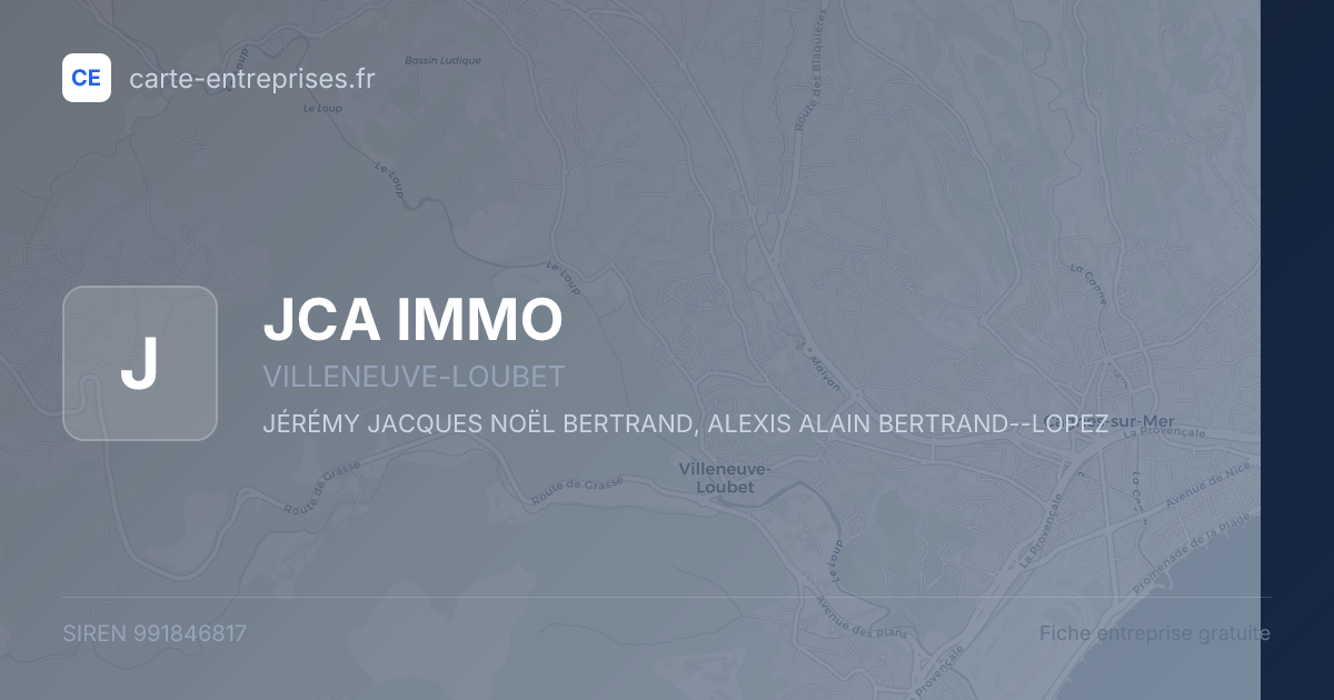 JCA IMMO — 991846817 — fiche entreprise