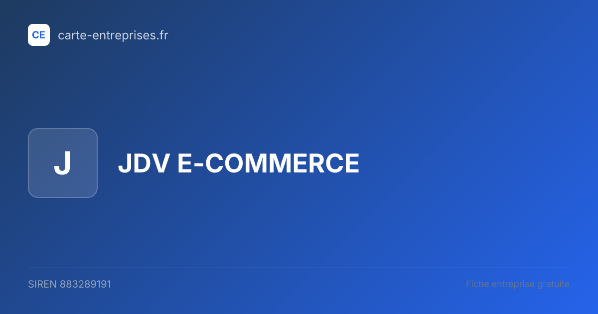 JDV E-COMMERCE — 883289191 — fiche entreprise