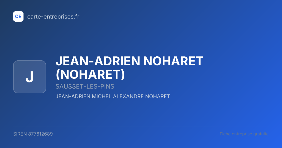 JEAN-ADRIEN NOHARET (NOHARET) — 877612689 — fiche entreprise