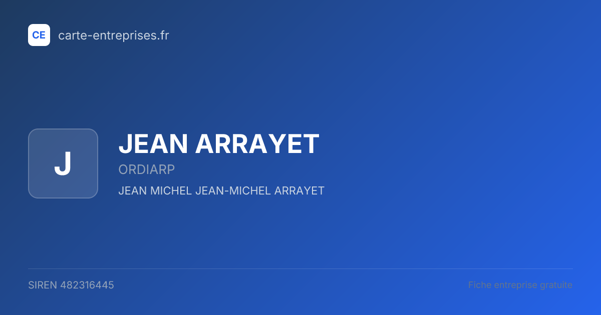 JEAN ARRAYET — 482316445 — fiche entreprise