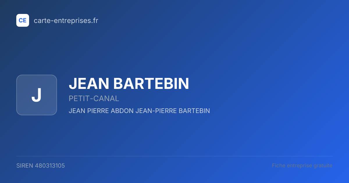 JEAN BARTEBIN — 480313105 — fiche entreprise
