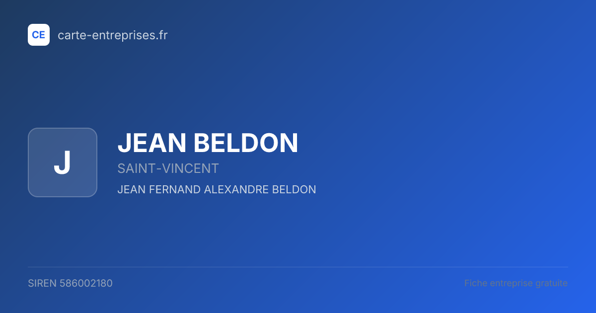 JEAN BELDON — 586002180 — fiche entreprise