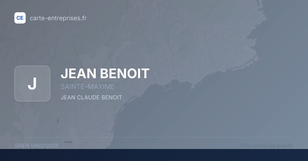 JEAN BENOIT — 596072025 — fiche entreprise