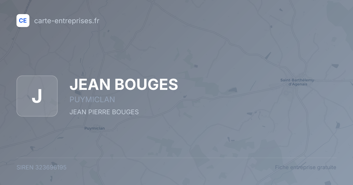 JEAN BOUGES — 323696195 — fiche entreprise