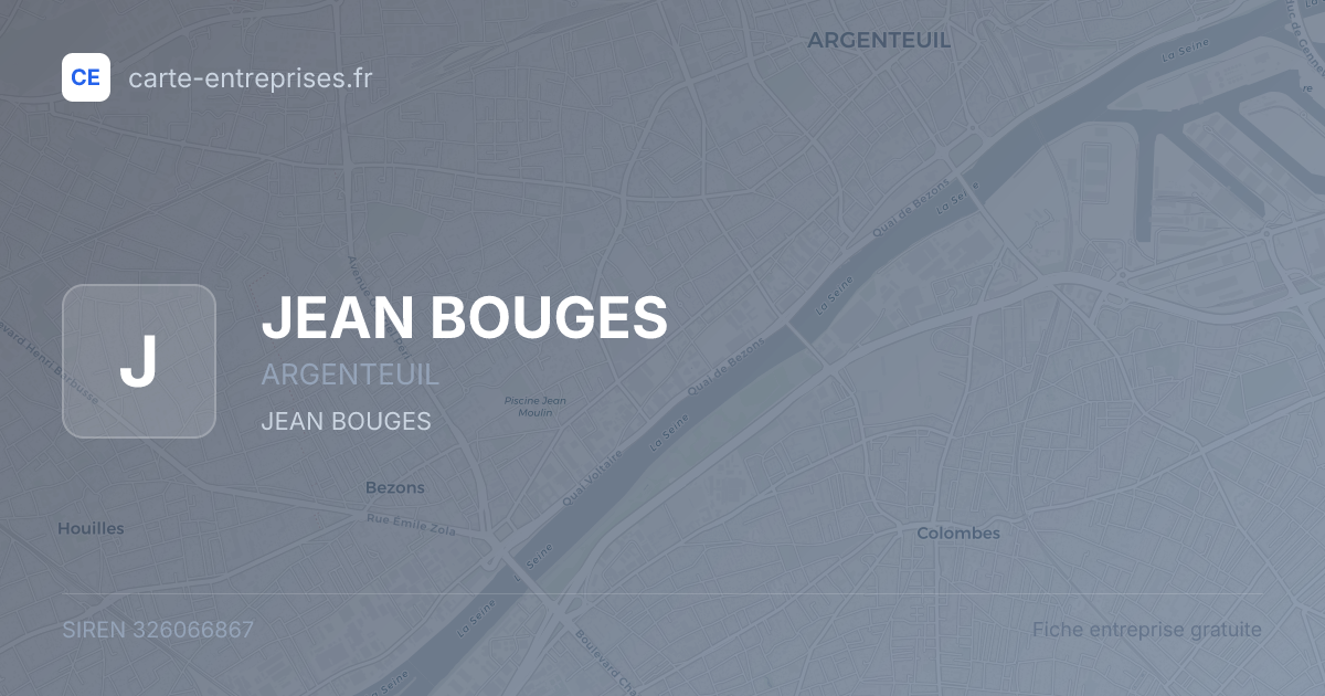 JEAN BOUGES — 326066867 — fiche entreprise
