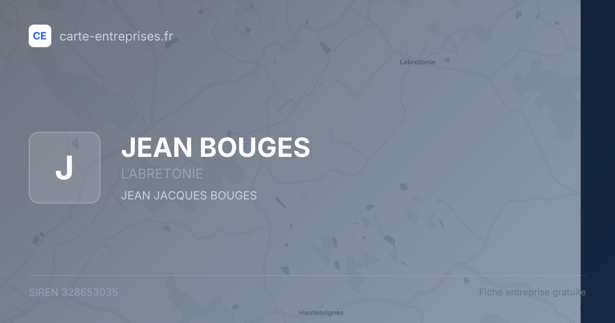 JEAN BOUGES — 328653035 — fiche entreprise