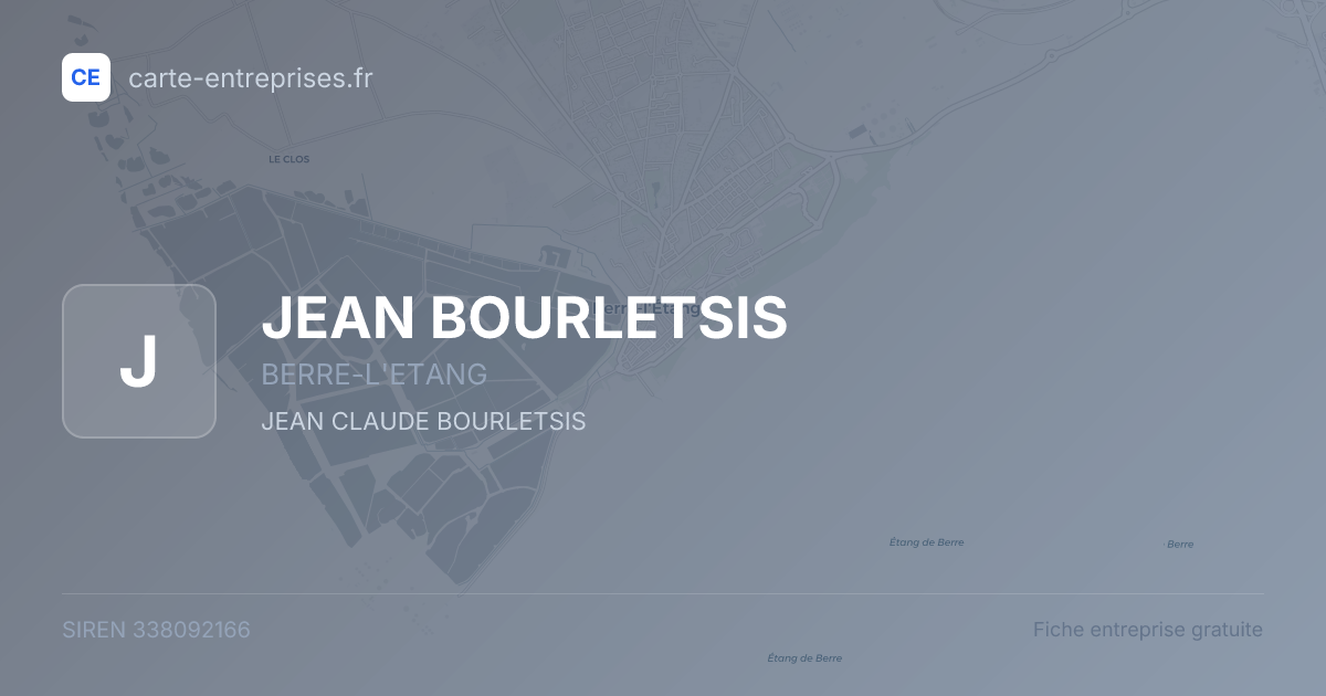 JEAN BOURLETSIS — 338092166 — fiche entreprise
