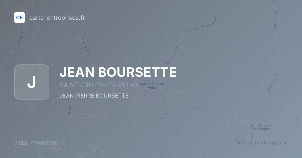 JEAN BOURSETTE — 775603848 — fiche entreprise