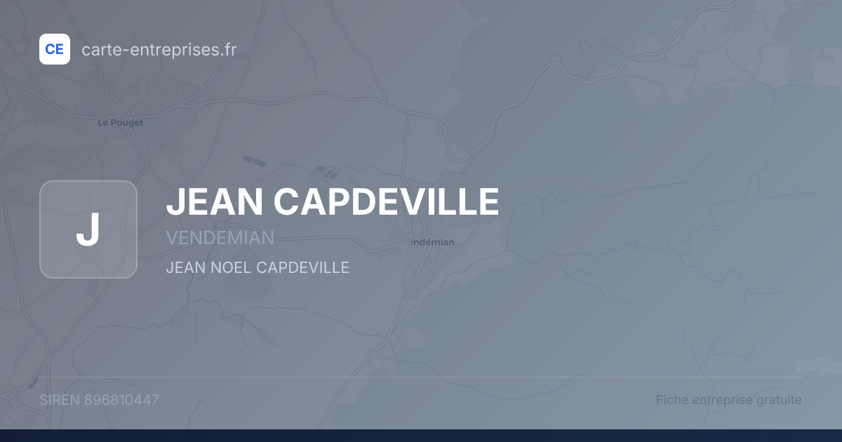 JEAN CAPDEVILLE — 896810447 — fiche entreprise