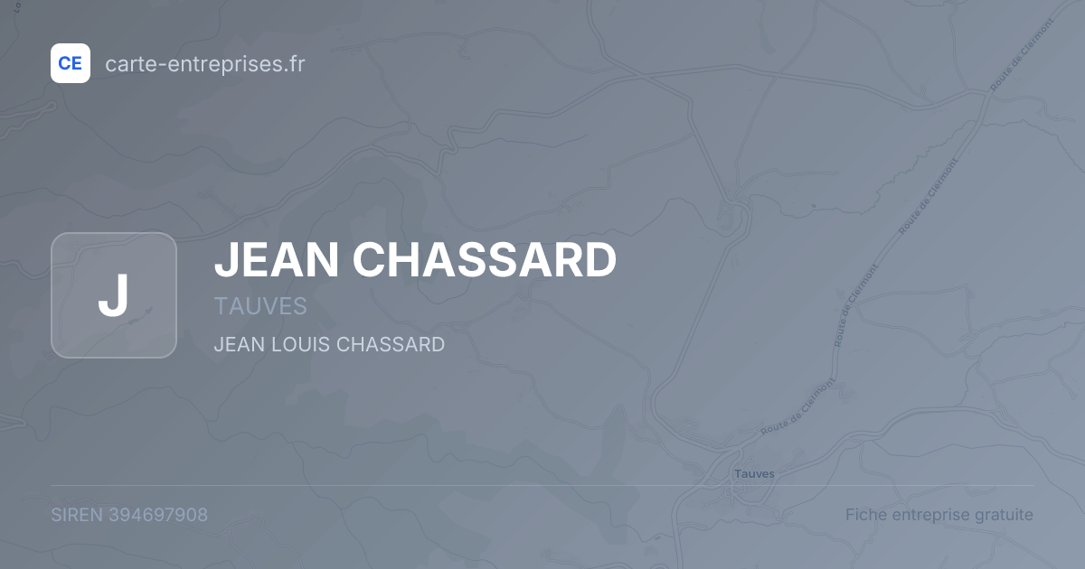 JEAN CHASSARD — 394697908 — fiche entreprise