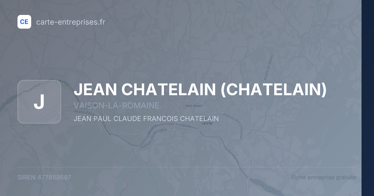 JEAN CHATELAIN (CHATELAIN) — 477888697 — fiche entreprise