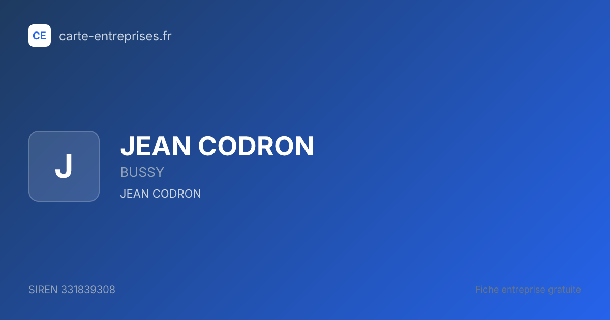 JEAN CODRON — 331839308 — fiche entreprise