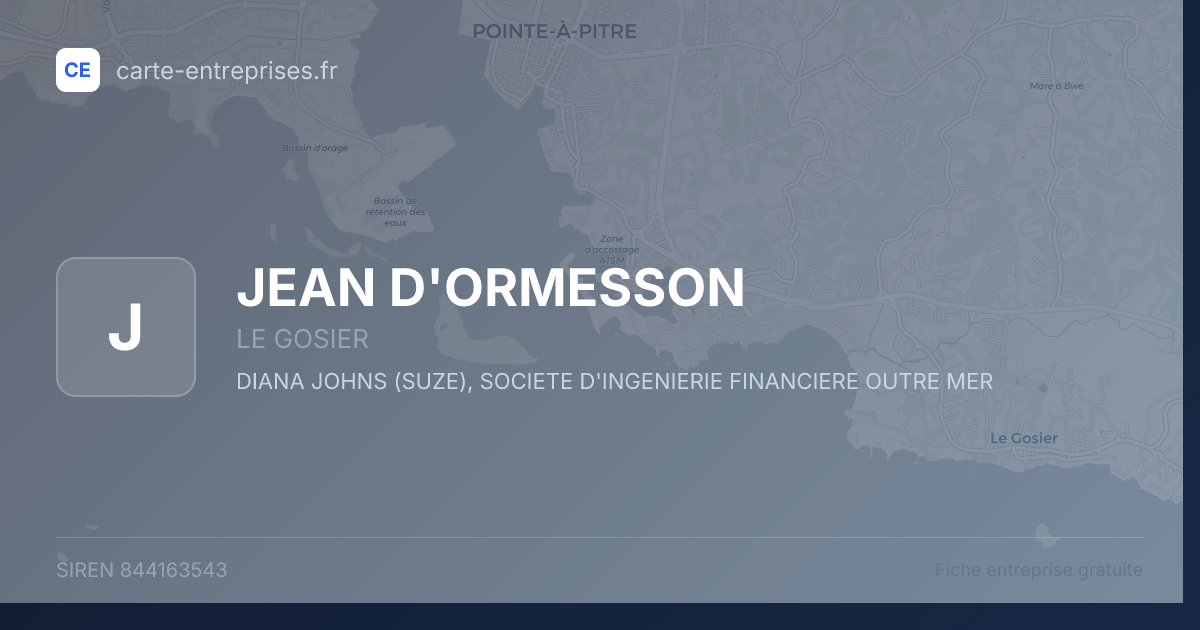 JEAN D'ORMESSON — 844163543 — fiche entreprise
