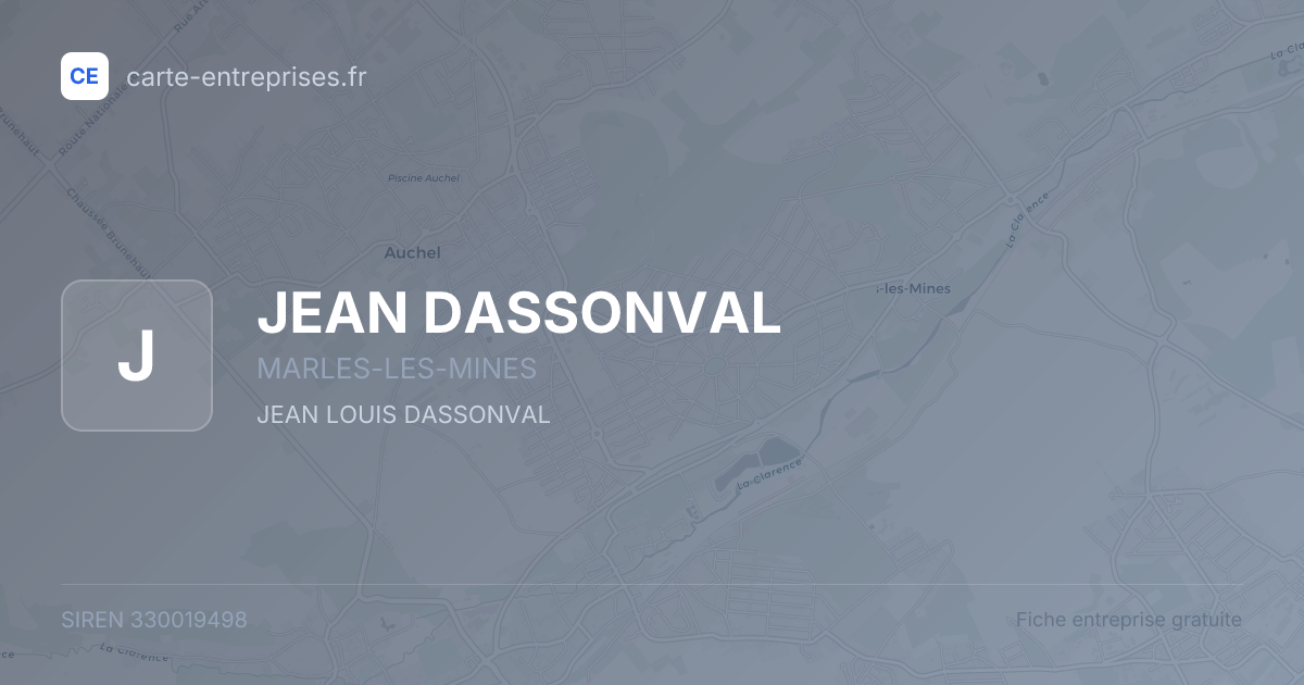 JEAN DASSONVAL — 330019498 — fiche entreprise