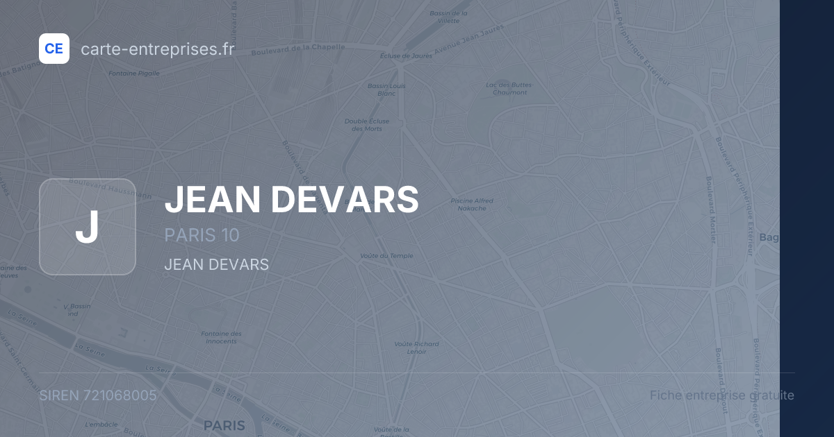JEAN DEVARS — 721068005 — fiche entreprise
