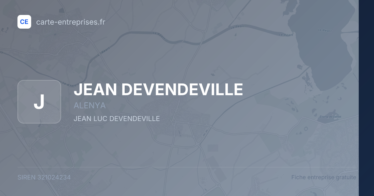 JEAN DEVENDEVILLE — 321024234 — fiche entreprise