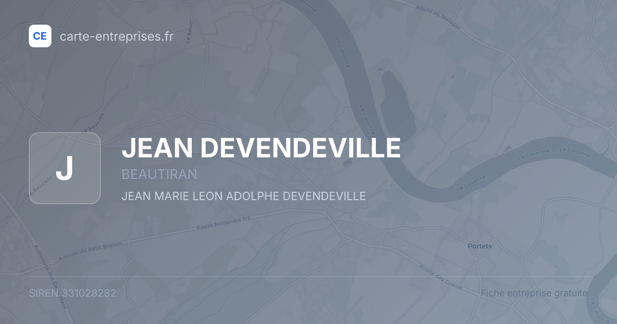 JEAN DEVENDEVILLE — 331028282 — fiche entreprise