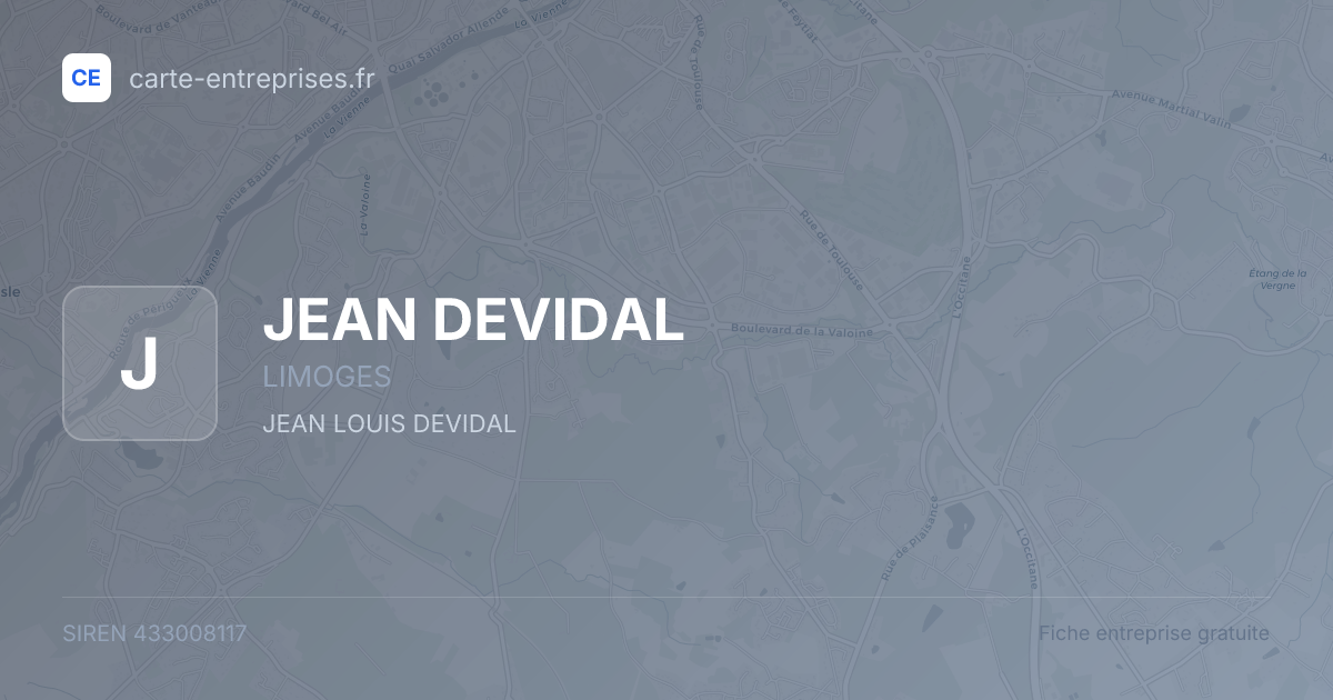 JEAN DEVIDAL — 433008117 — fiche entreprise