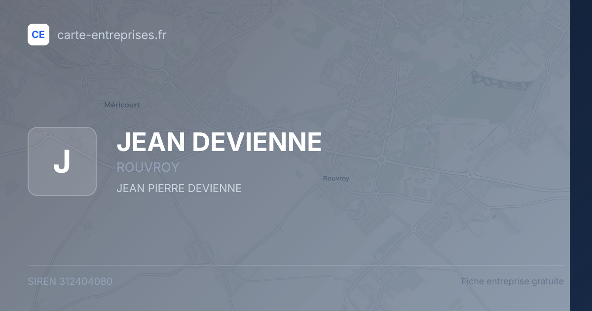 JEAN DEVIENNE — 312404080 — fiche entreprise