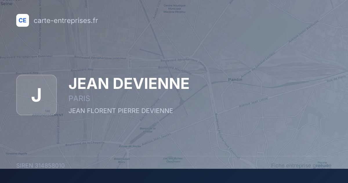 JEAN DEVIENNE — 314858010 — fiche entreprise