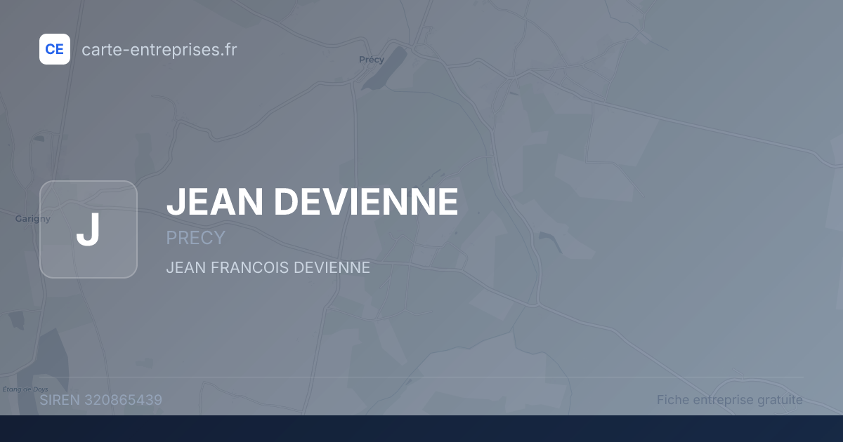 JEAN DEVIENNE — 320865439 — fiche entreprise
