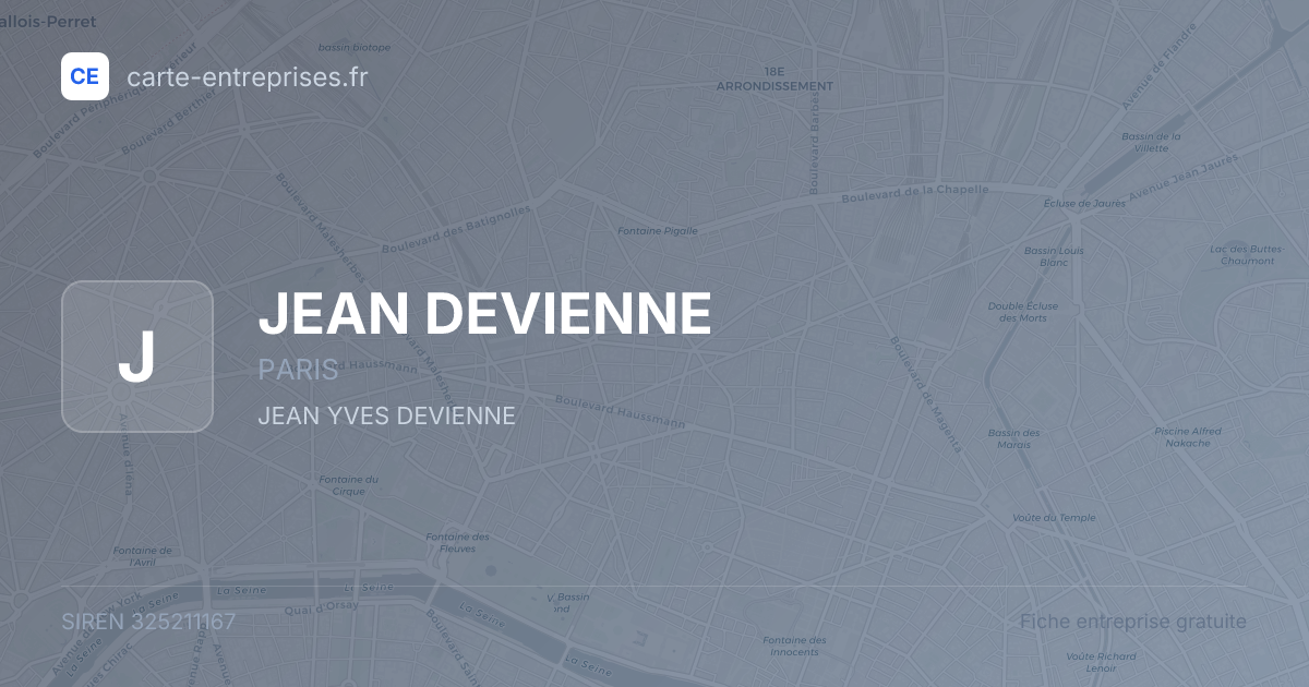 JEAN DEVIENNE — 325211167 — fiche entreprise