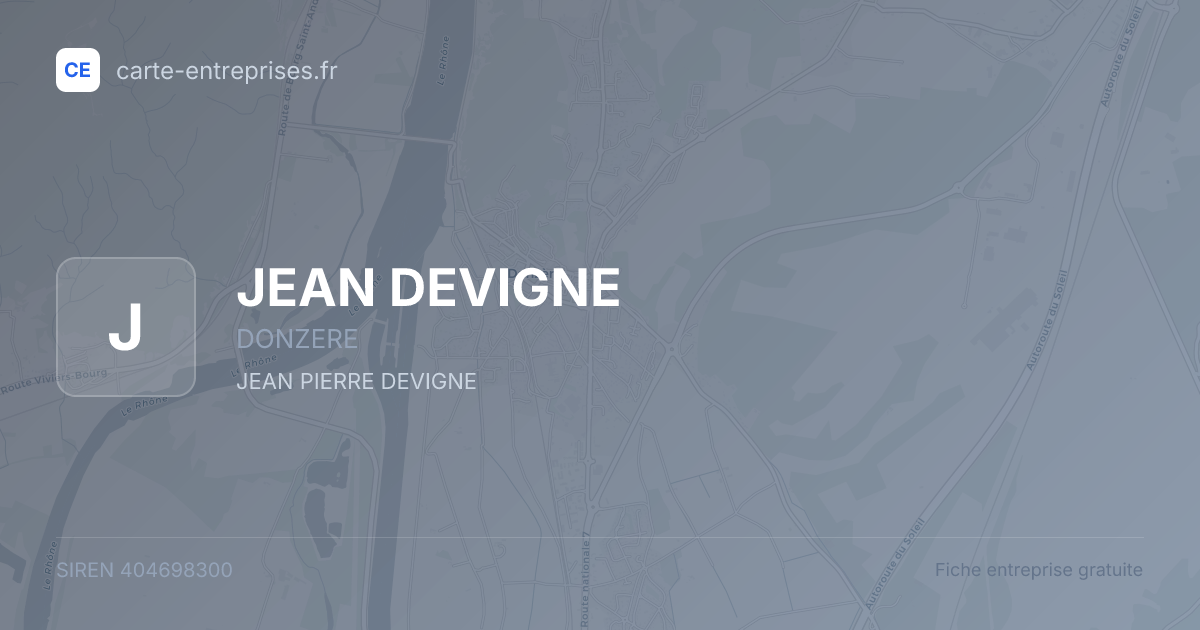 JEAN DEVIGNE — 404698300 — fiche entreprise