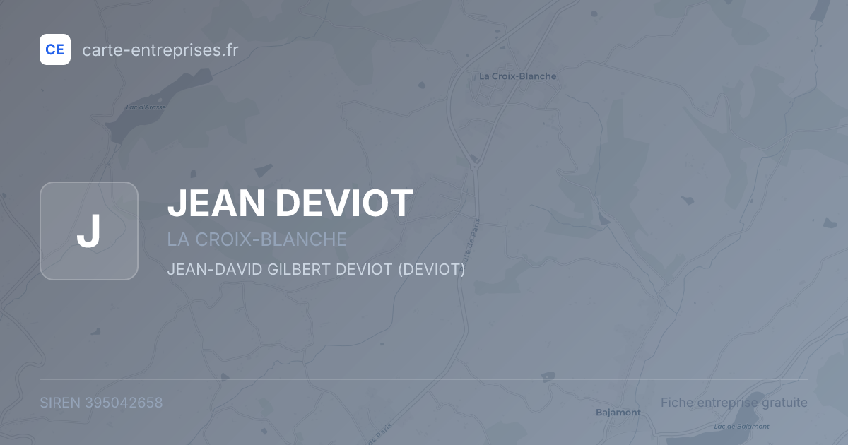 JEAN DEVIOT — 395042658 — fiche entreprise