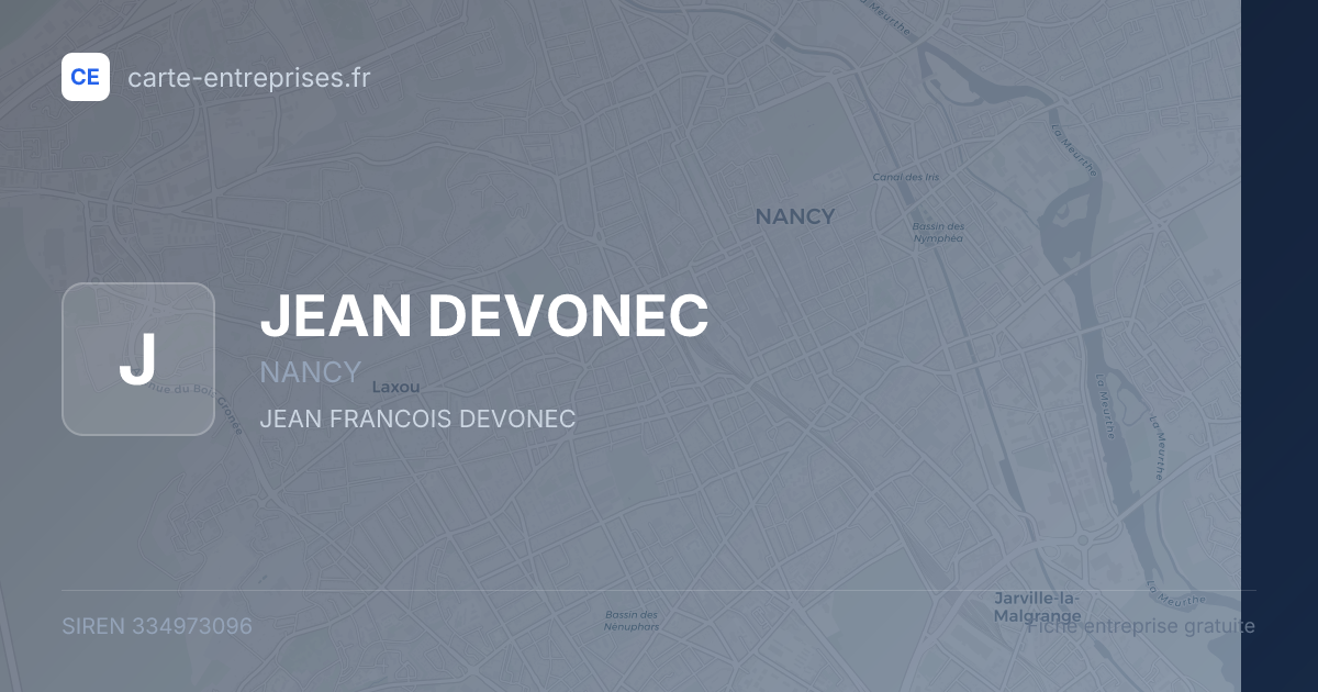 JEAN DEVONEC — 334973096 — fiche entreprise